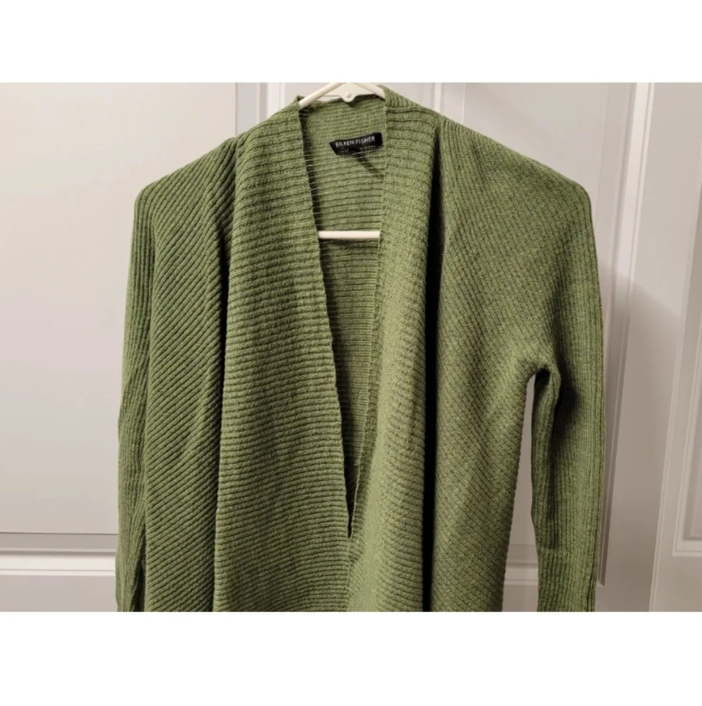 Eileen Fisher Cardigan Sweater Women's Size: Medium Wool Open Front
